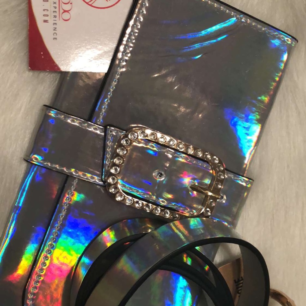 Silver reflective envelope hipster purse